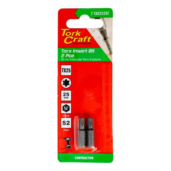 Torx Tx 25 Classic Insert Bit 25mm 2pc Carded